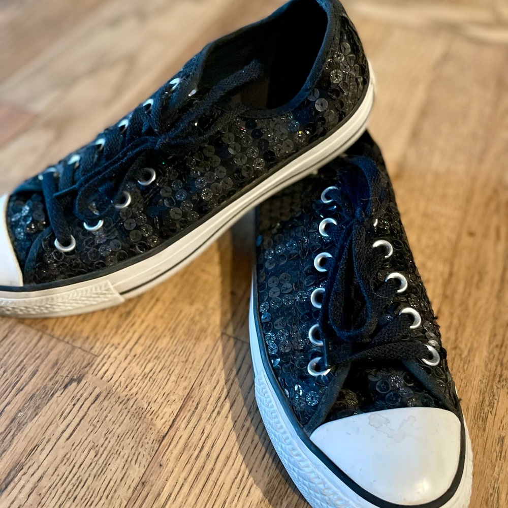 BLACK SEQUINED CONVERSE ALL-STARS, great condition